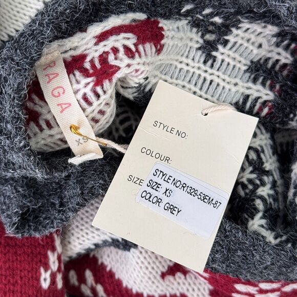 Raga Poncho Womens Extra Small Southwest Aztec Fringe Blanket Sweater Kimono NEW - Picture 7 of 11